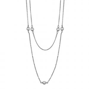 DOOSTI Damen Halskette mit Perlen 925/- Silber rhodiniert