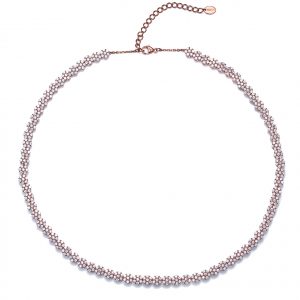 DOOSTI Damen Halskette mit Zirkonia 925/- Silber Rosegold vergoldet
