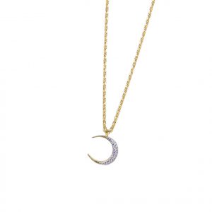 DOOSTI Damen Halskette HALBMOND 925/- Silber Gelbgold vergoldet