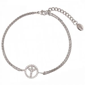 DOOSTI Zartes Armband Peace 925 Silber rhodiniert
