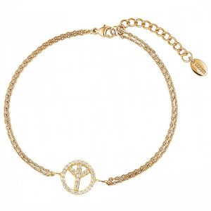 DOOSTI Zartes Armband Peace 925 Silber Gelbgold vergoldet