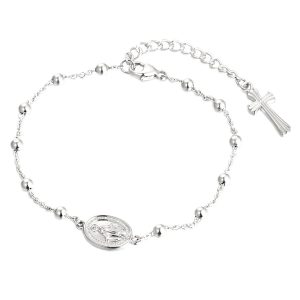 DOOSTI Rosenkranz Armband mit Anhänger 925 Silber rhodiniert