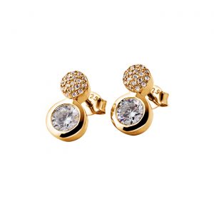 DOOSTI Damen Ohrstecker 925 Silber Gelbgold vergoldet 