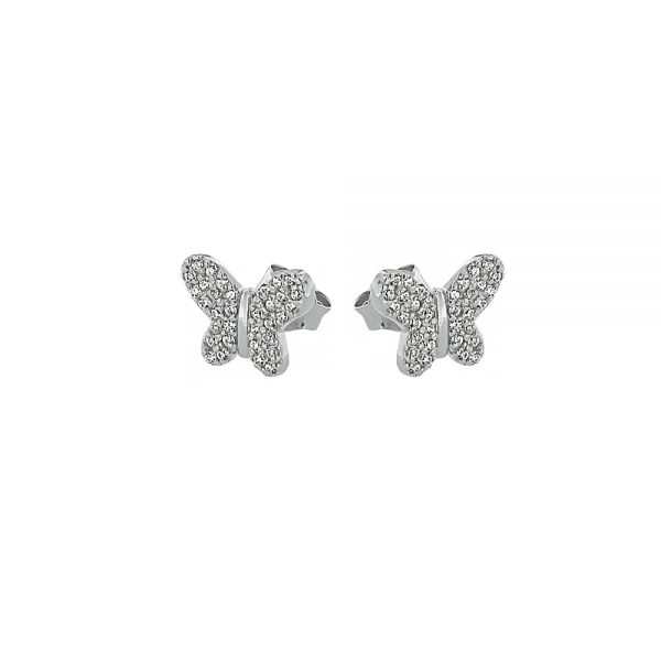 DOOSTI Zarte Ohrstecker Schmetterling 925 Silber rhodiniert (Paar)