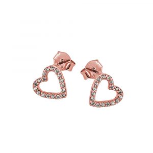 DOOSTI Zarte Ohrstecker Herz 925 Silber Rosegold vergoldet (Paar)