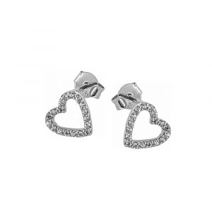 DOOSTI Zarte Ohrstecker Herz 925 Silber rhodiniert (Paar)
