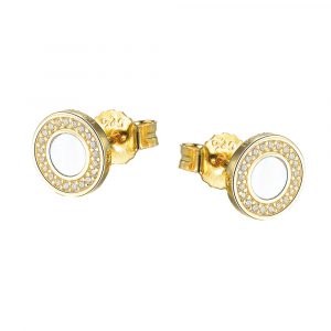 DOOSTI Damen Ohrstecker 925/- Silber Gelbgold vergoldet