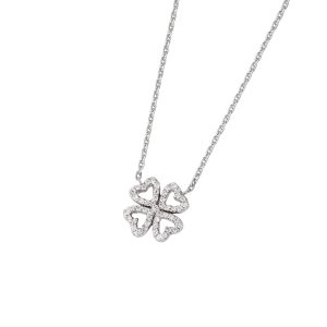 DOOSTI Zarte Halskette Kleeblatt 925 Silber rhodiniert