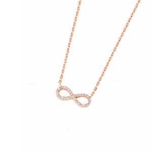 DOOSTI Damen Collier mit Anhänger Unendlichkeit 925 Silber Rosegold vergoldet