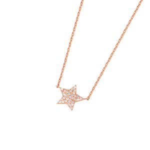 DOOSTI Damen Collier mit Anhänger Stern 925 Silber Rosegold vergoldet
