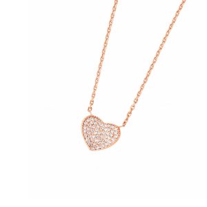 DOOSTI Zarte Halskette Herz 925 Silber Rosegold vergoldet