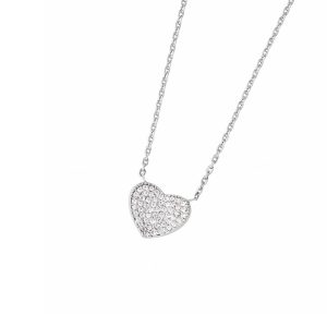 DOOSTI Zarte Halskette Herz 925 Silber rhodiniert