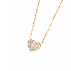DOOSTI Zarte Halskette Herz 925 Silber Gelbgold vergoldet
