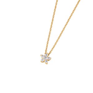 DOOSTI Zarte Halskette Blume 925 Silber Gelbgold vergoldet