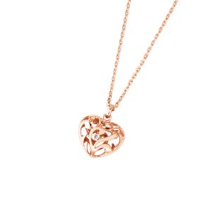 DOOSTI Zarte Halskette Herz 925 Silber Rosegold vergoldet