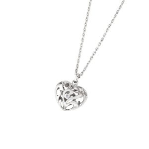 DOOSTI Zarte Halskette Herz 925 Silber rhodiniert