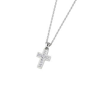 DOOSTI Damen Collier mit Anhänger Kreuz 925 Silber rhodiniert