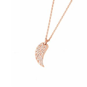 DOOSTI Zarte Halskette Flügel 925 Silber Rosegold vergoldet