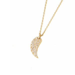 DOOSTI Zarte Halskette Flügel 925 Silber Gelbgold vergoldet