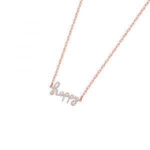 DOOSTI Zarte Halskette Happy 925 Silber Rosegold vergoldet