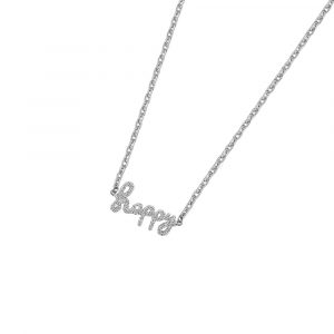 DOOSTI Zarte Halskette Happy 925 Silber rhodiniert