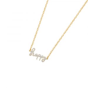 DOOSTI Zarte Halskette Happy 925 Silber Gelbgold vergoldet