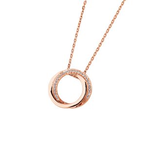 DOOSTI Damen Collier mit Anhänger 925 Silber Rosegold vergoldet