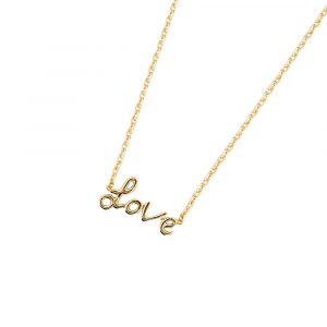 DOOSTI Zarte Halskette Love 925 Silber Gelbgold vergoldet