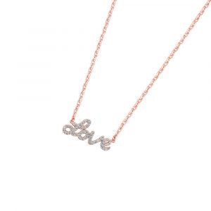 DOOSTI Zarte Halskette Love 925 Silber Rosegold vergoldet
