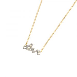 DOOSTI Zarte Halskette Love 925 Silber Gelbgold vergoldet