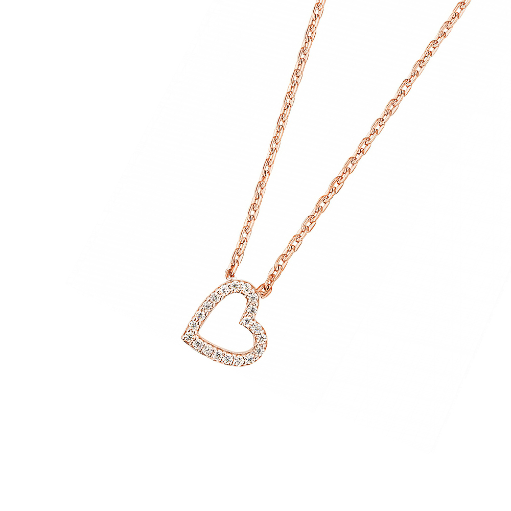 Damen Halskette Herz Anhänger Rose Gold Herzkette Heart Schmuck Kette Coll#CSK