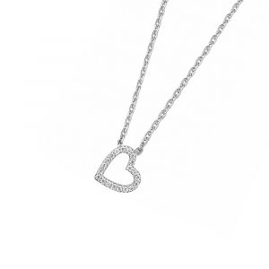 DOOSTI Zarte Halskette Herz 925 Silber rhodiniert