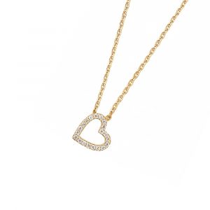 DOOSTI Zarte Halskette Herz 925 Silber Gelbgold vergoldet