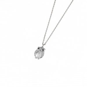 DOOSTI Zarte Halskette Eule 925 Silber rhodiniert