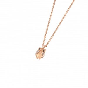 DOOSTI Zarte Halskette Eule 925 Silber Gelbgold vergoldet