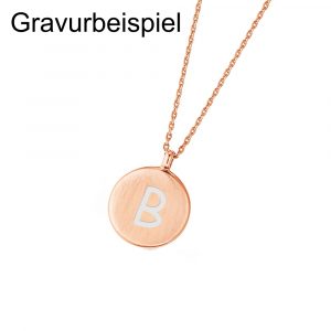 DOOSTI Damen Armband mit runder Platte 925 Silber Rosegold vergoldet - inkl. Gratis Lasergravur