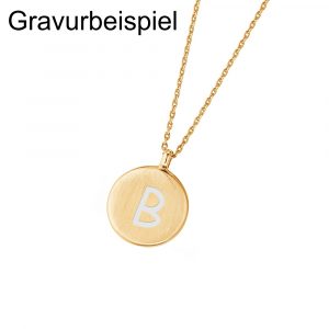 DOOSTI Damen Armband mit runder Platte 925 Silber Gelbgold vergoldet - inkl. Gratis Lasergravur