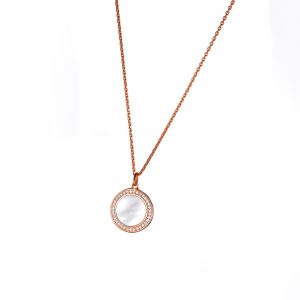 DOOSTI Damen Halskette mit Anhänger 925/- Silber Rosegold vergoldet