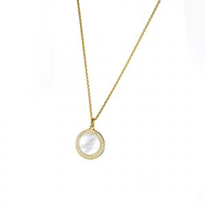 DOOSTI Damen Halskette mit Anhänger 925/- Silber Gelbgold vergoldet