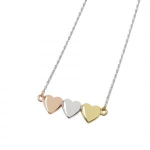 DOOSTI Damen Halskette mit Anhänger Herzen 925/- Silber Rosegold/Gelbgold vergoldet