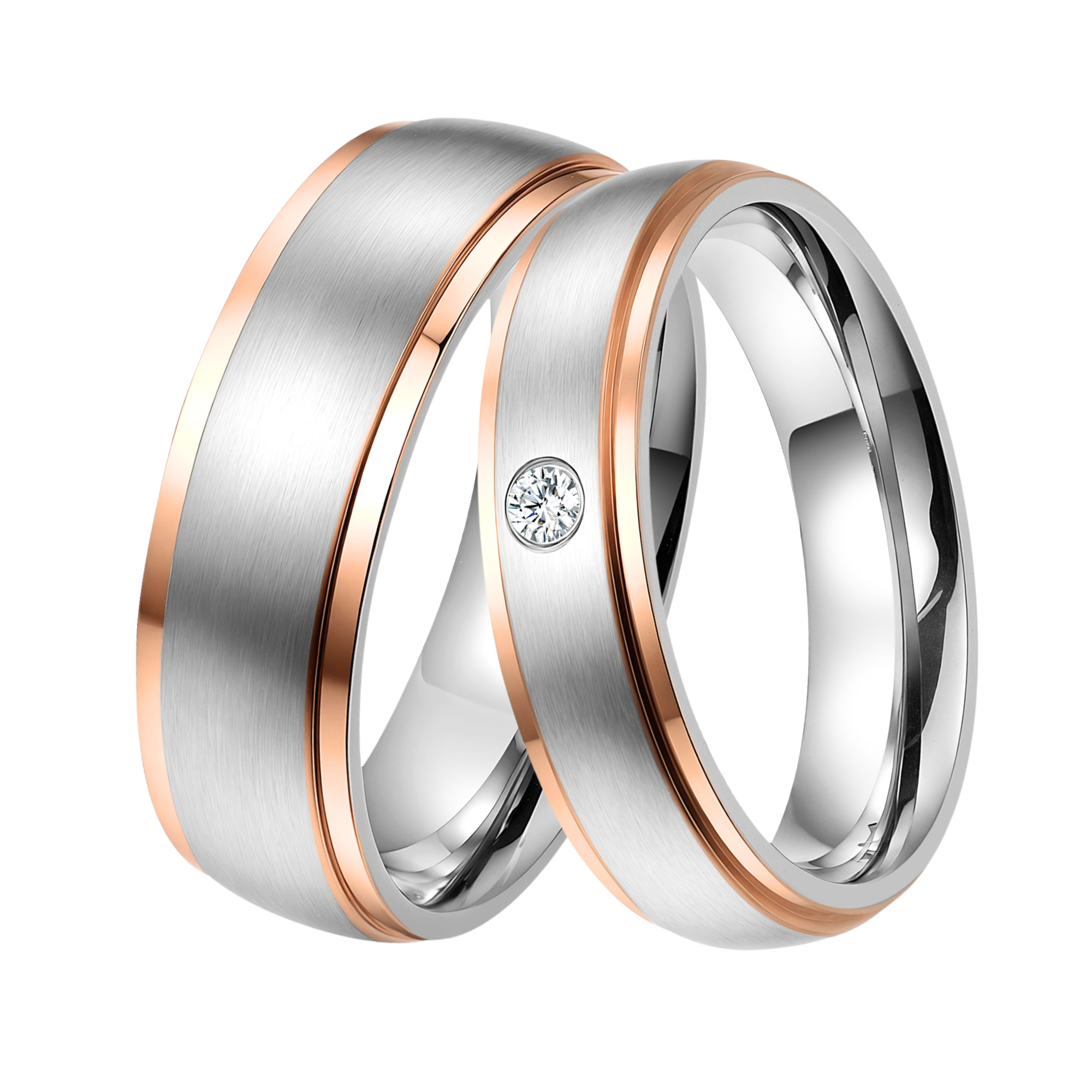 DOOSTI Partnerring / Trauring SUNSHINE - BICOLOR Chirurgischer Edelstahl - inkl. Gratis Gravur