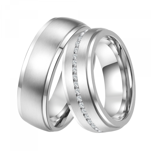 DOOSTI Partnerring / Trauring GLAMOUR LINE Chirurgischer Edelstahl - inkl. Gratis Gravur