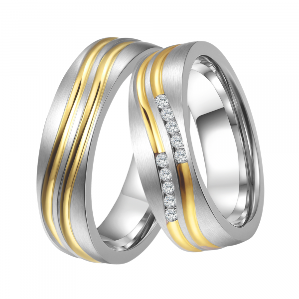 DOOSTI Partnerring / Trauring Bicolor Chirurgischer Edelstahl 316L - inkl. Gratis Gravur