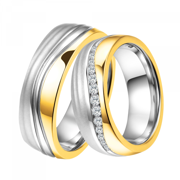 DOOSTI Partnerring / Trauring Chirurgischer Edelstahl 316L Bicolor - inkl. Gratis Gravur