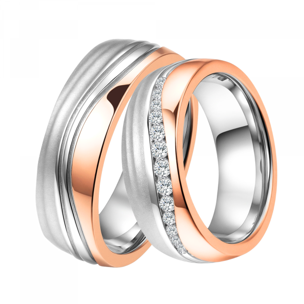 DOOSTI Partnerring / Trauring Chirurgischer Edelstahl 316L Bicolor - inkl. Gratis Gravur