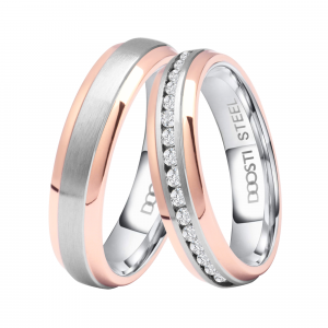 DOOSTI Partnerring / Trauring DAYLIGHT - BICOLOR Chirurgischer Edelstahl - inkl. Gratis Gravur