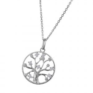 DOOSTI Damen Collier mit Anhänger Lebensbaum 925 Silber rhodiniert