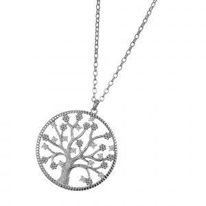DOOSTI Damen Collier mit Anhänger Lebensbaum 925 Silber rhodiniert
